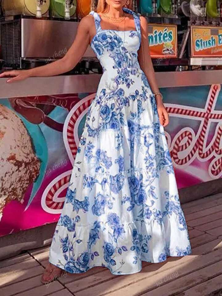 Fashion Women's Sleeveless Casual Romantic Vacation Floral Print Cami Dress, Regular Size | SHEIN