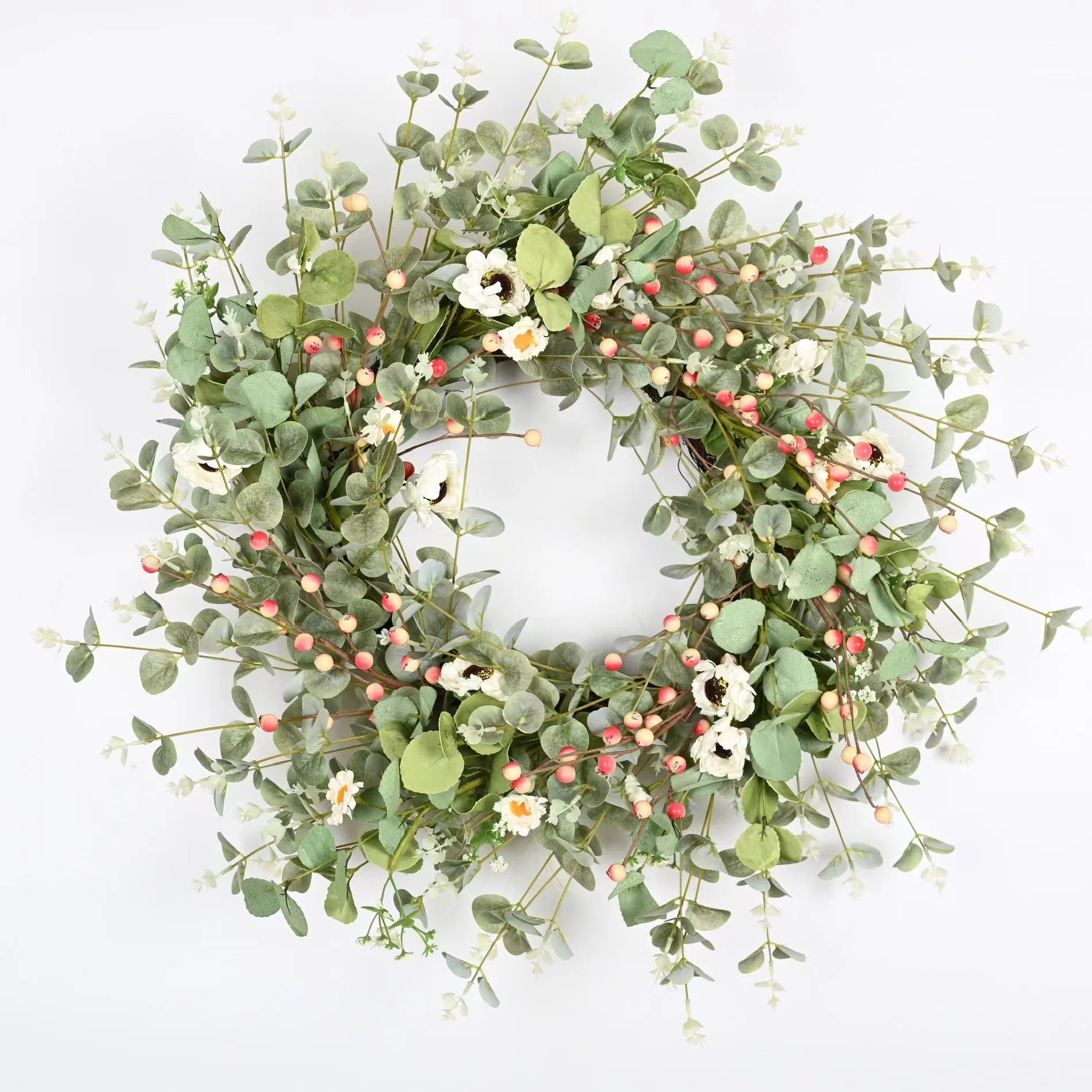 26" Artificial Everyday Eucalyptus Berry Daisy Front Door Wreath | Wayfair North America