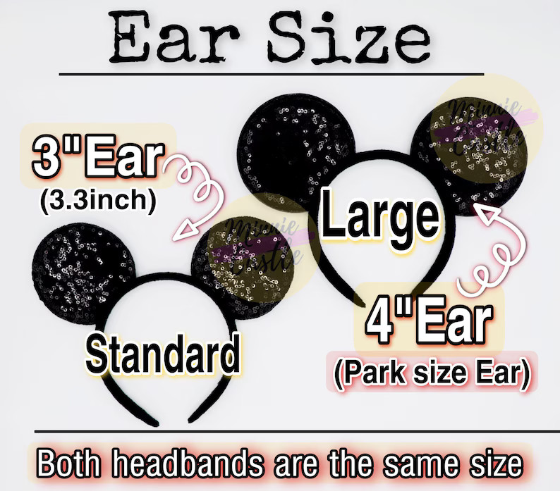 Mickey ears, Minnie ears without Bow, Mouse headband, DIY Mouse ears, Classic ears, sequin ears f... | Etsy (US)