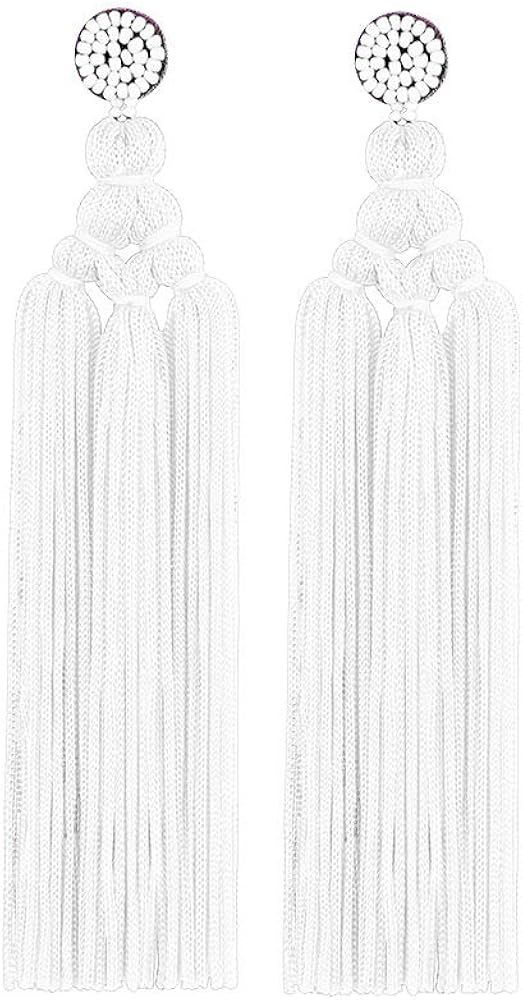 Givihoka Long Woven Tassel Earrings – Big Boho Fringe Statement Dangle Earrings for Women, Large Boh | Amazon (US)