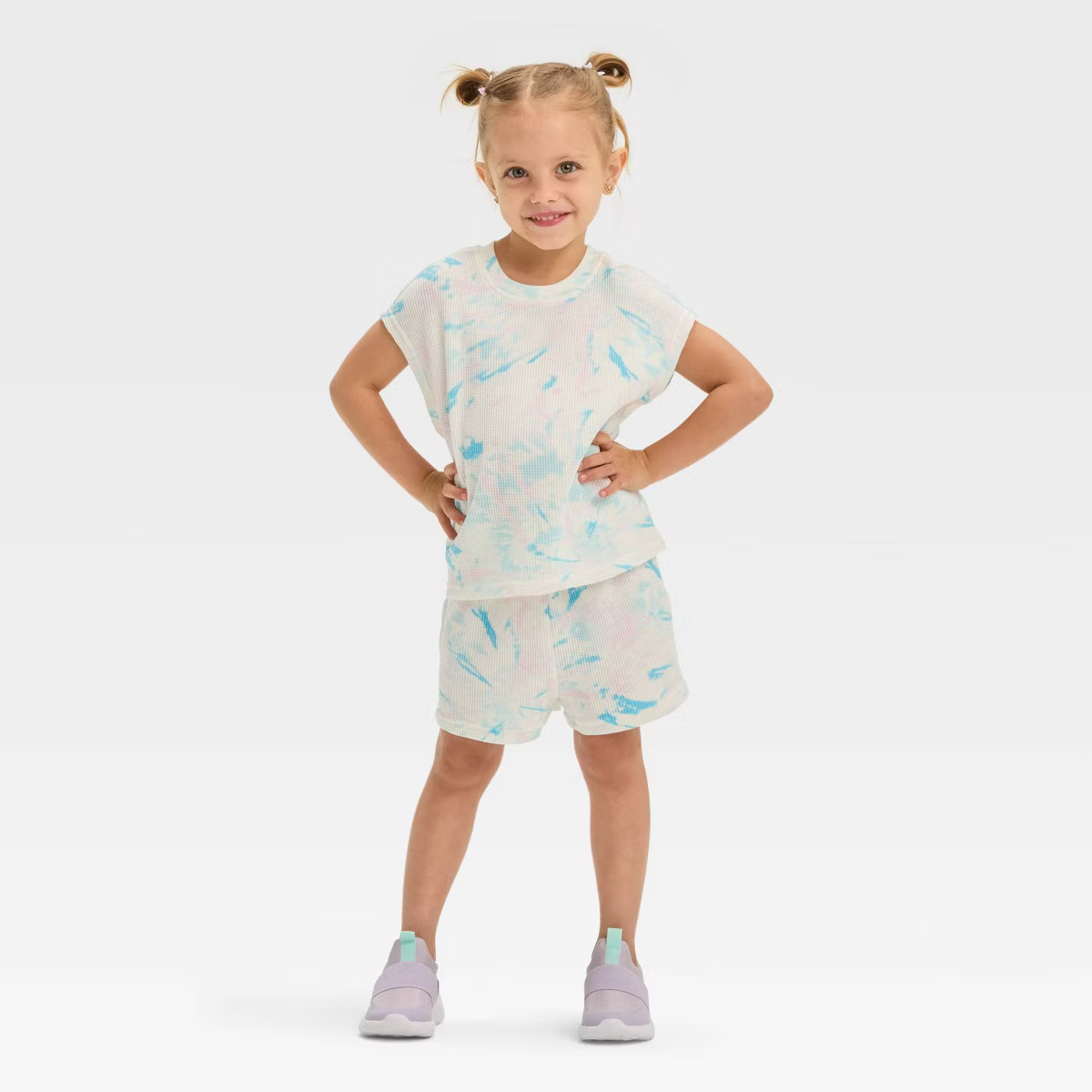 Grayson Mini Toddler Girls' Waffle Tee Set - Purple AOP 4T | Target