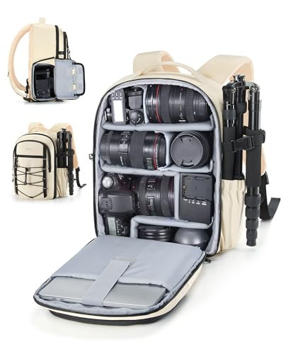BAGSMART Small Camera Backpack, DSLR SLR Small Camera Bag Fits 13 Inch Laptop, Camera Backpack with Rain Cover & Tripod Holder | Amazon (US)