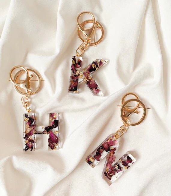 Personalized Keychain Floral Letter | Etsy (US)