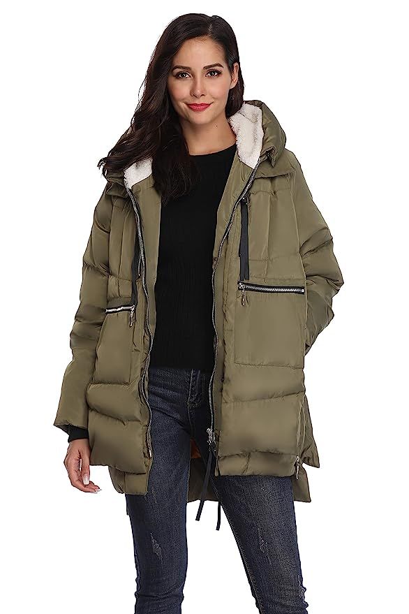 Shanghai Bund Women's Thickened Down Jacket with Hood Winter Warm Hooded Parka Coat | Amazon (US)