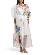 Puff Sleeve Organza Shirt Dress | TJ Maxx