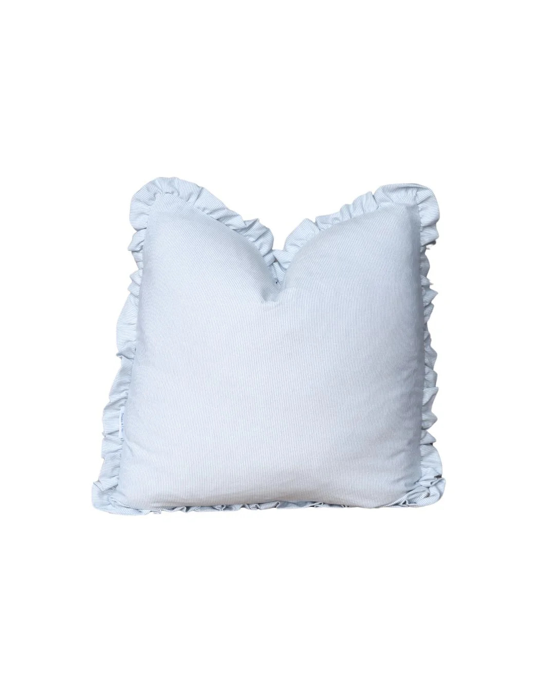 Ruffle Edge Pillow in Ticking Stripe Denim | Brooke & Lou | Brooke and Lou