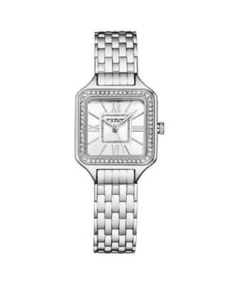 Confidant 4020 Women s Square Watch – Quartz Movement, 27mm Case, Crystal-Accented Bezel, Stain... | Macy's