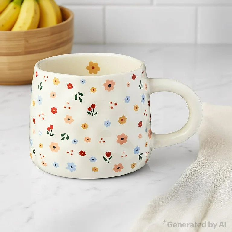 Mainstays Stoneware 13.5oz Floral Mug | Walmart (US)