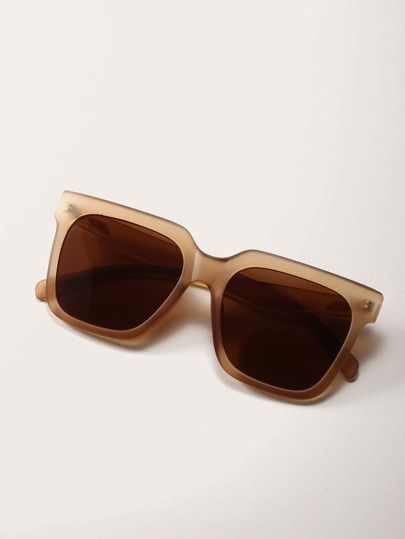 Square Acrylic Frame Sunglasses With Case | SHEIN
