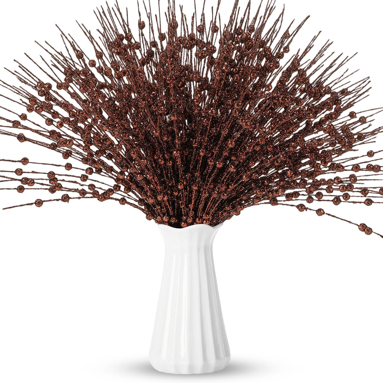 Geosar 30 Pcs Christmas Artificial Glitter Berry Stem Decorations 17 Inch Faux Stick Floral Pick ... | Amazon (US)