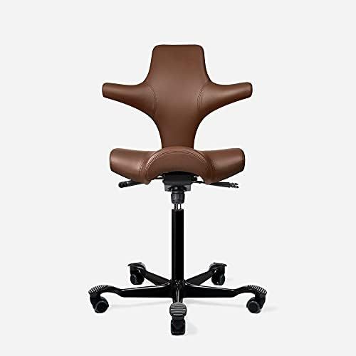 HAG Capisco Adjustable Standing Desk Chair - Black Frame - PVC-Free Vinyl Chestnut Brown Seat | Amazon (US)