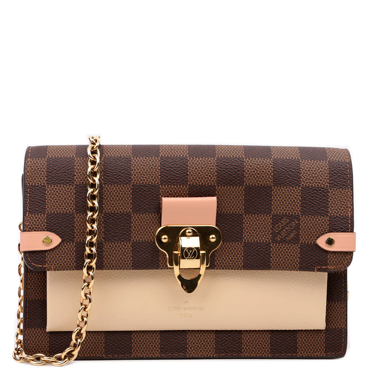 Vavin Chain Wallet Damier Ebene Cream | Keeks Designer Handbags