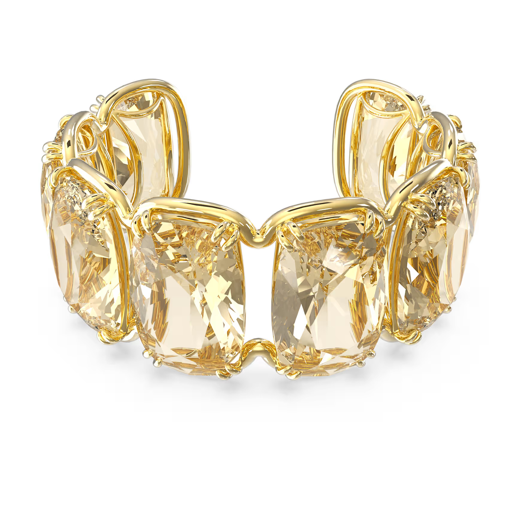Harmonia cuff, Oversized floating crystals, Gold tone, Gold-tone plated by SWAROVSKI | SWAROVSKI
