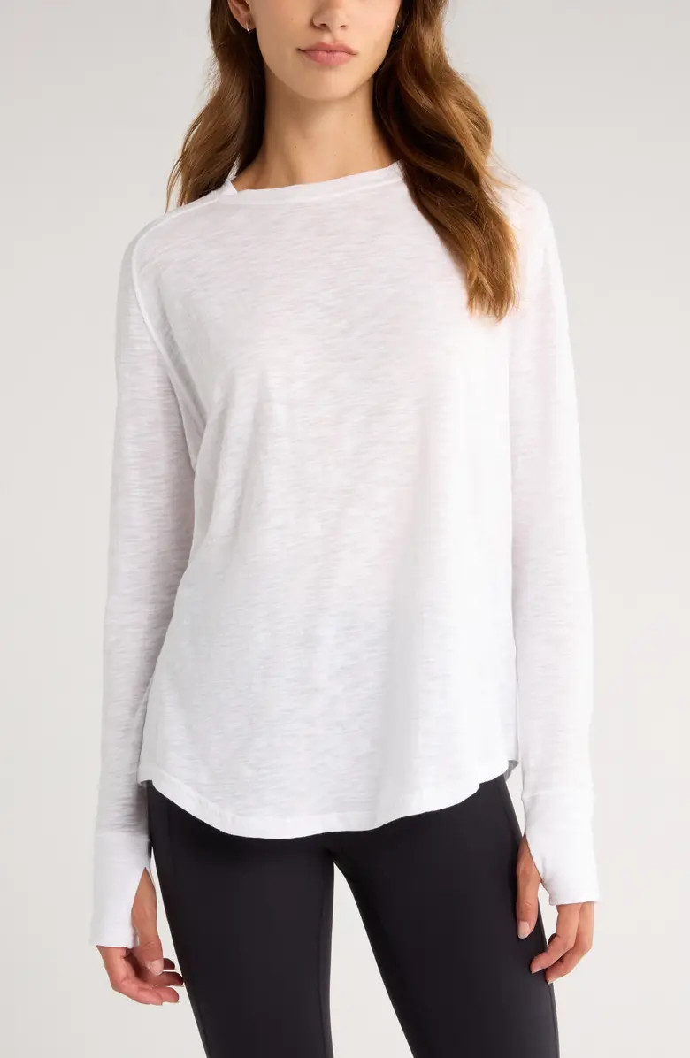Zella Relaxed Washed 2.0 Long Sleeve Slub Tee | Nordstrom | Nordstrom