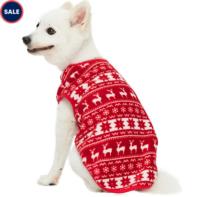 Blueberry Pet Reindeer & Snowflake Polyester Christmas Fleece Crewneck Dog Sweater, XX-Large | Petco