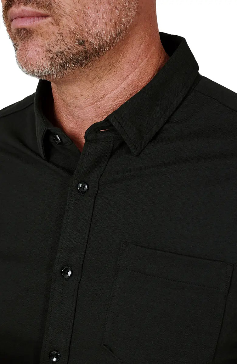 7 Diamonds Solid Black Button-Up Shirt | Nordstrom | Nordstrom