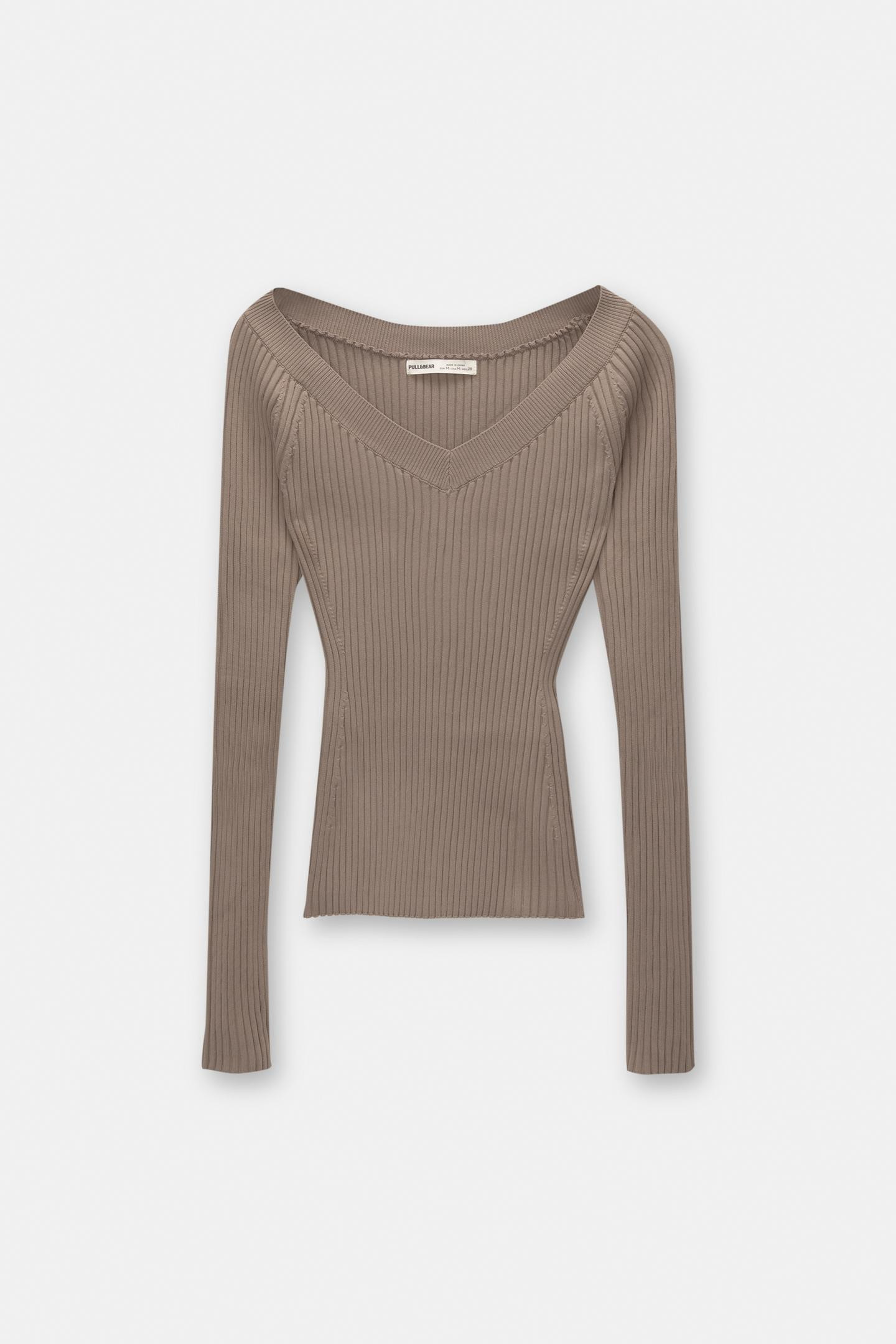 Gerippter Pullover mit V-Ausschnitt | PULL and BEAR DE