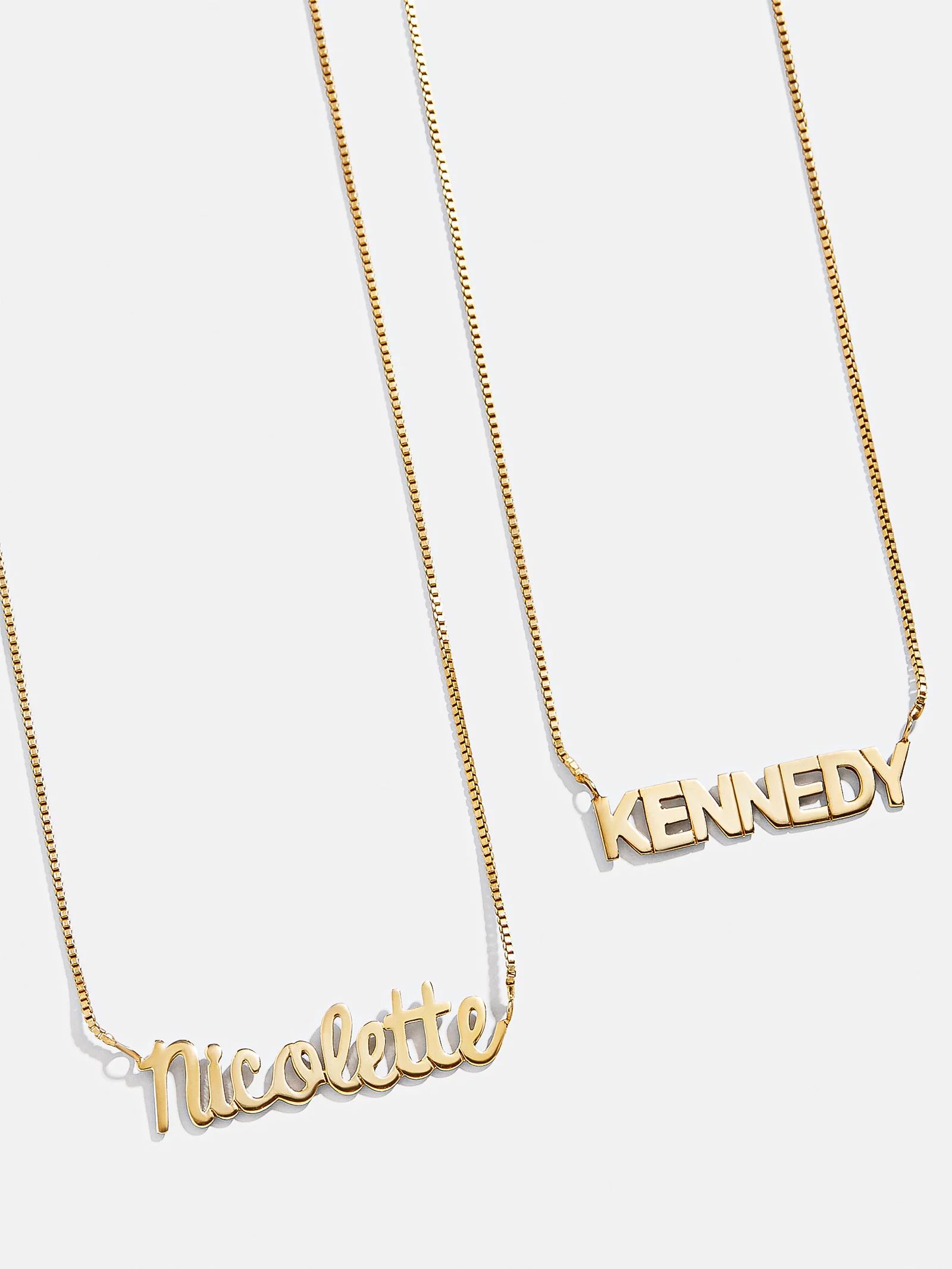 18K Gold Box Chain Custom Nameplate Necklace - Gold - Gold | BaubleBar (US)