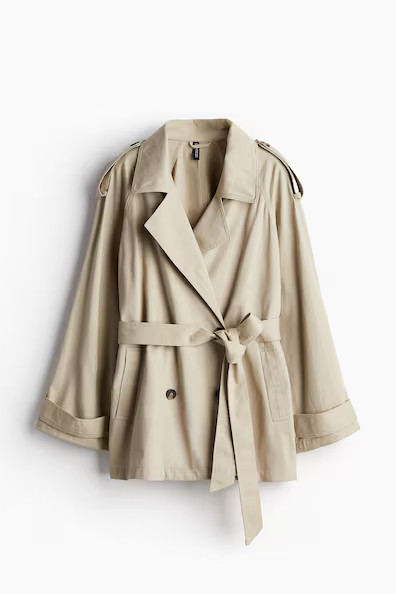 H & M - Short trench coat - Beige | H&M (UK, MY, IN, SG, PH, TW, HK)