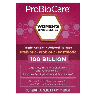ProBioCare Women's Once Daily Probiotic, 100 Billion, 30 Vegetable Capsules | Target