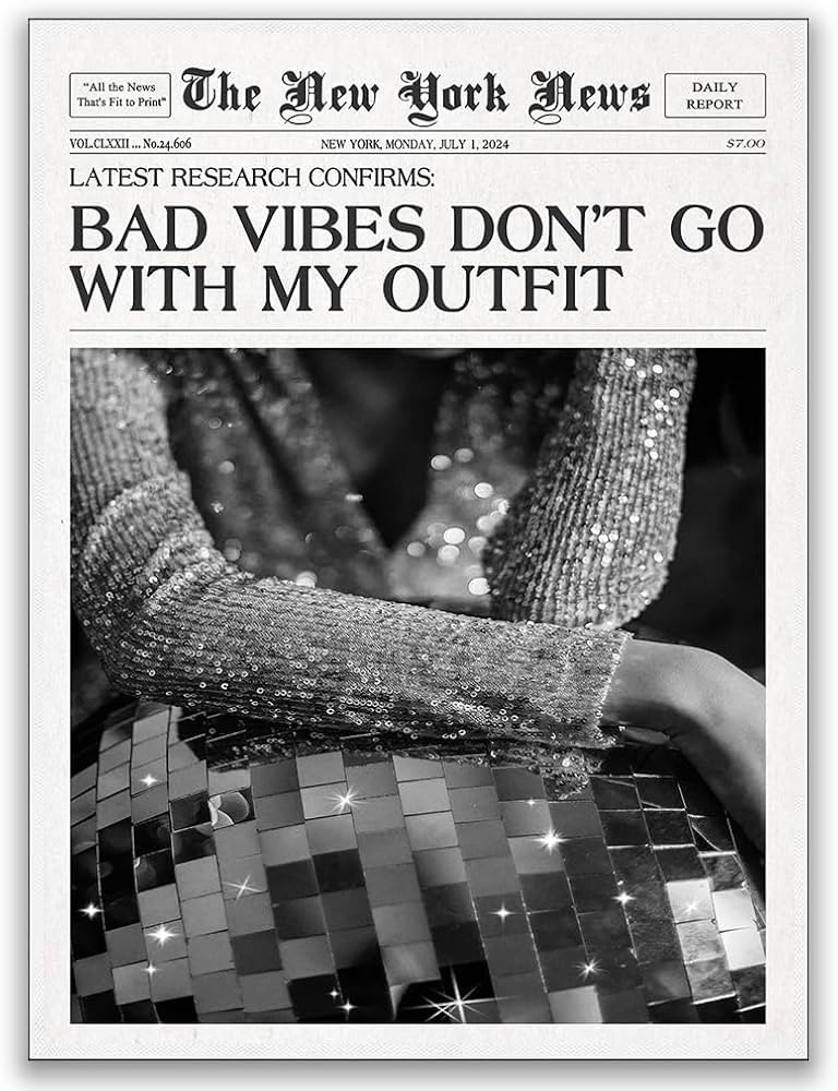 Black and white Trendy Newspapers Print New York Magazine Cover Wall Art Fashion Poster Disco Wal... | Amazon (US)