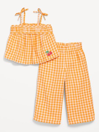 Sleeveless Printed Top and Wide-Leg Pants Set for Toddler Girls | Old Navy (US)