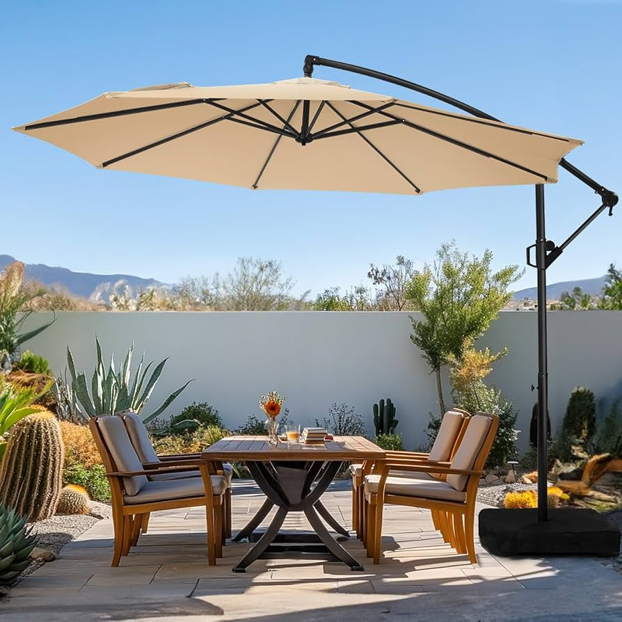 wikiwiki 10ft Patio Umbrella with Base Included, Outdoor Offset Cantilever Umbrella, Infinite Til... | Amazon (US)