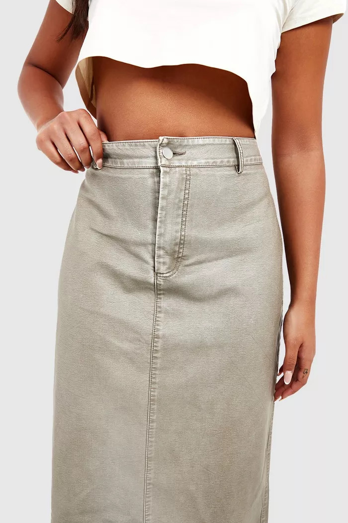 Plus Vintage Look Faux Leather Midi Skirt | Boohoo.com (UK & IE)