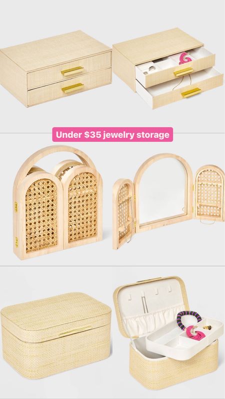 Target jewelry storage boxes and a mini hanging jewelry cabinet! #jewelry #jewelrybox #Target #TargetHome 

#LTKhome #LTKfindsunder50 #LTKGiftGuide