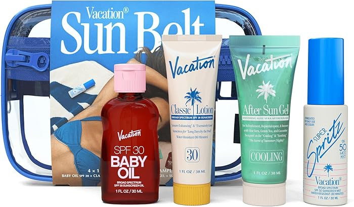Vacation Sun Belt Sampler, Includes Baby Oil SPF 30, Super Spritz SPF 50 Face Mist, Classic Lotio... | Amazon (US)