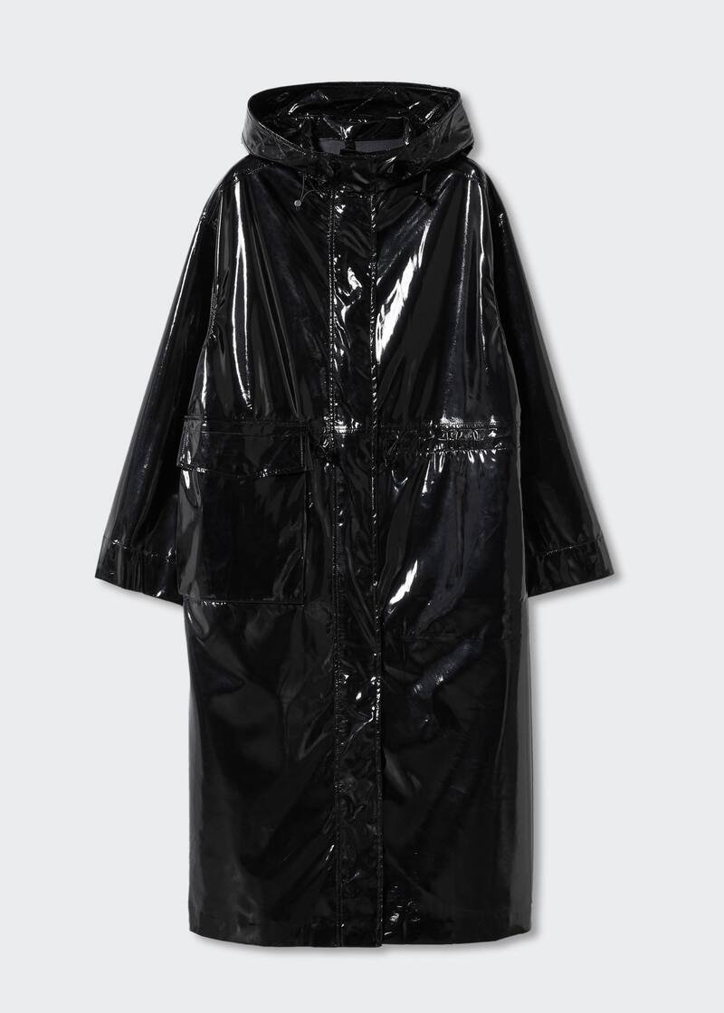 Patent leather hooded parka | MANGO (US)