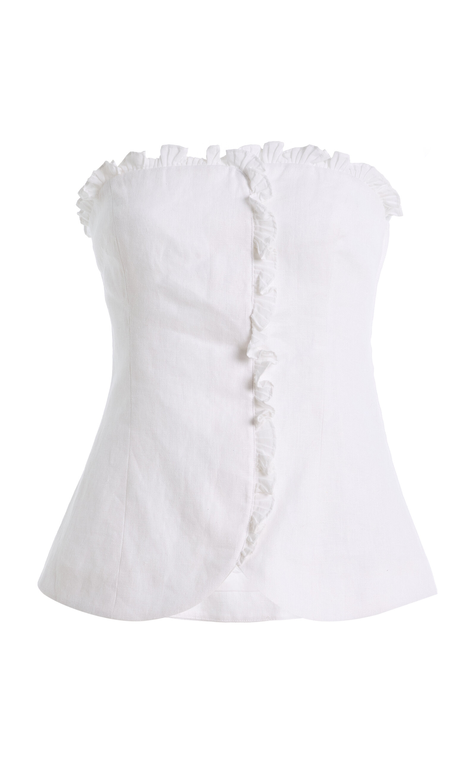 Florence Strapless Ruffled Linen Top | Moda Operandi (Global)