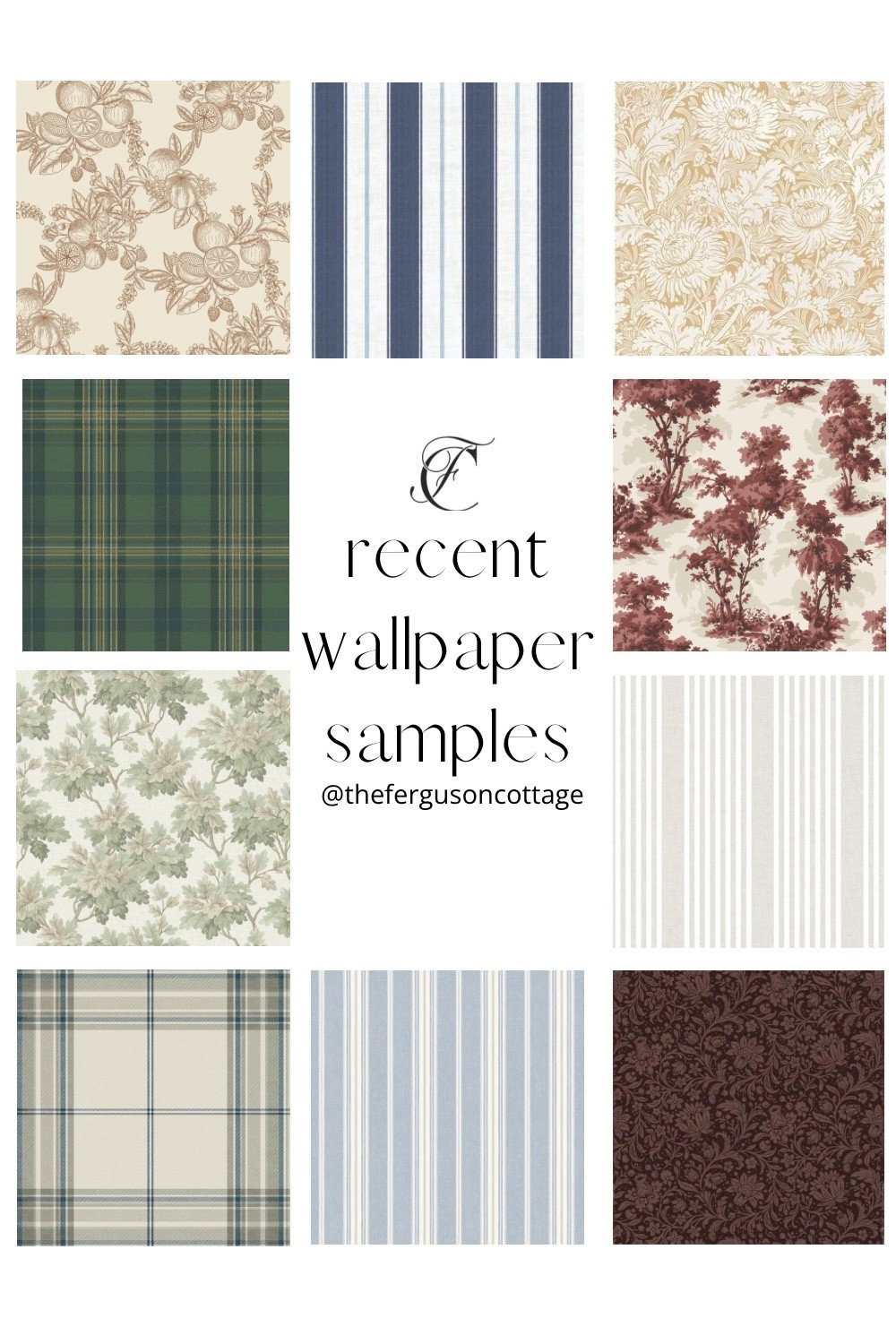 Wallpapers samples I’ve received recently & shared on my social media 

All in shades of blues, greens and burgundy - perfect for a moody cottage or traditional home 

#wallpaper #moodycottage #burgundy 

#LTKHome