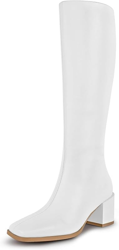 Knee High Boots for Women Gogo Boots 70s Boots with Chunky Heel, Square Toe and Side Zipper Desig... | Amazon (US)