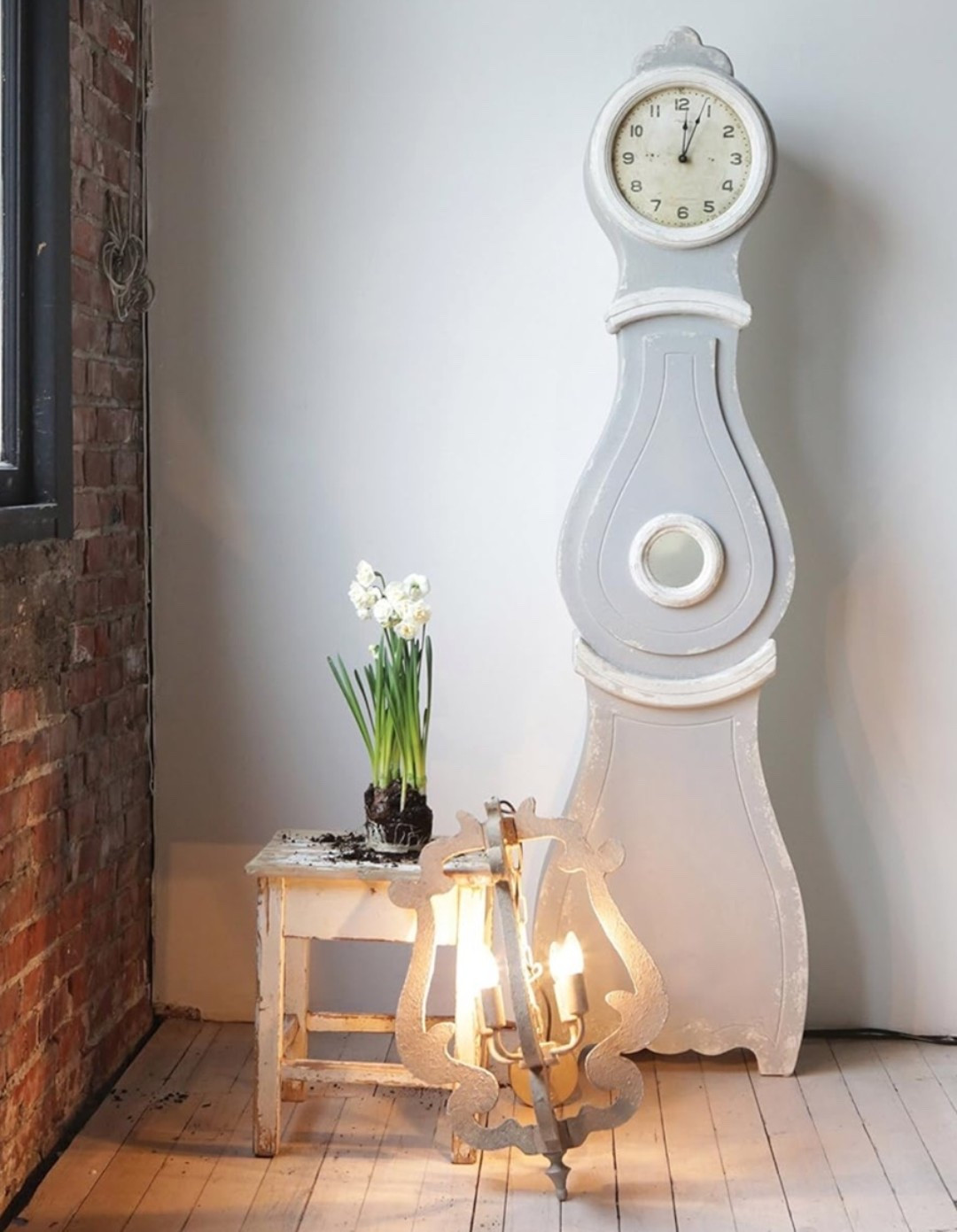 Distressed grandfather-style wall clock with that old farmhouse estate feel that makes a room feel instantly warmer and more lived in. 🌾 Perfect for a kitchen, dining room, entryway, hallway, living room, or cozy cottage space when you want decor that feels timeless and collected. The distressed grey wood and vintage-inspired shape give it that antique countryside look while still working beautifully in modern farmhouse homes. 

Add this clock if your walls need a statement piece with quiet old-world character. ✨

#LTKOver40 #LTKHome #LTKU