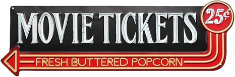 Open Road Brands Movie Tickets Embossed Metal Sign | Amazon (US)