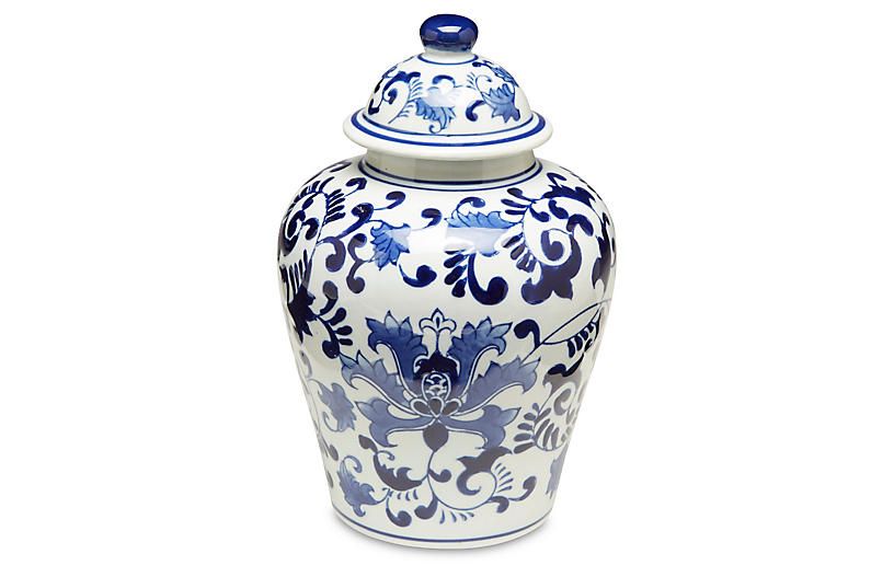 Blue Floral Ginger Jar w/Lid | One Kings Lane