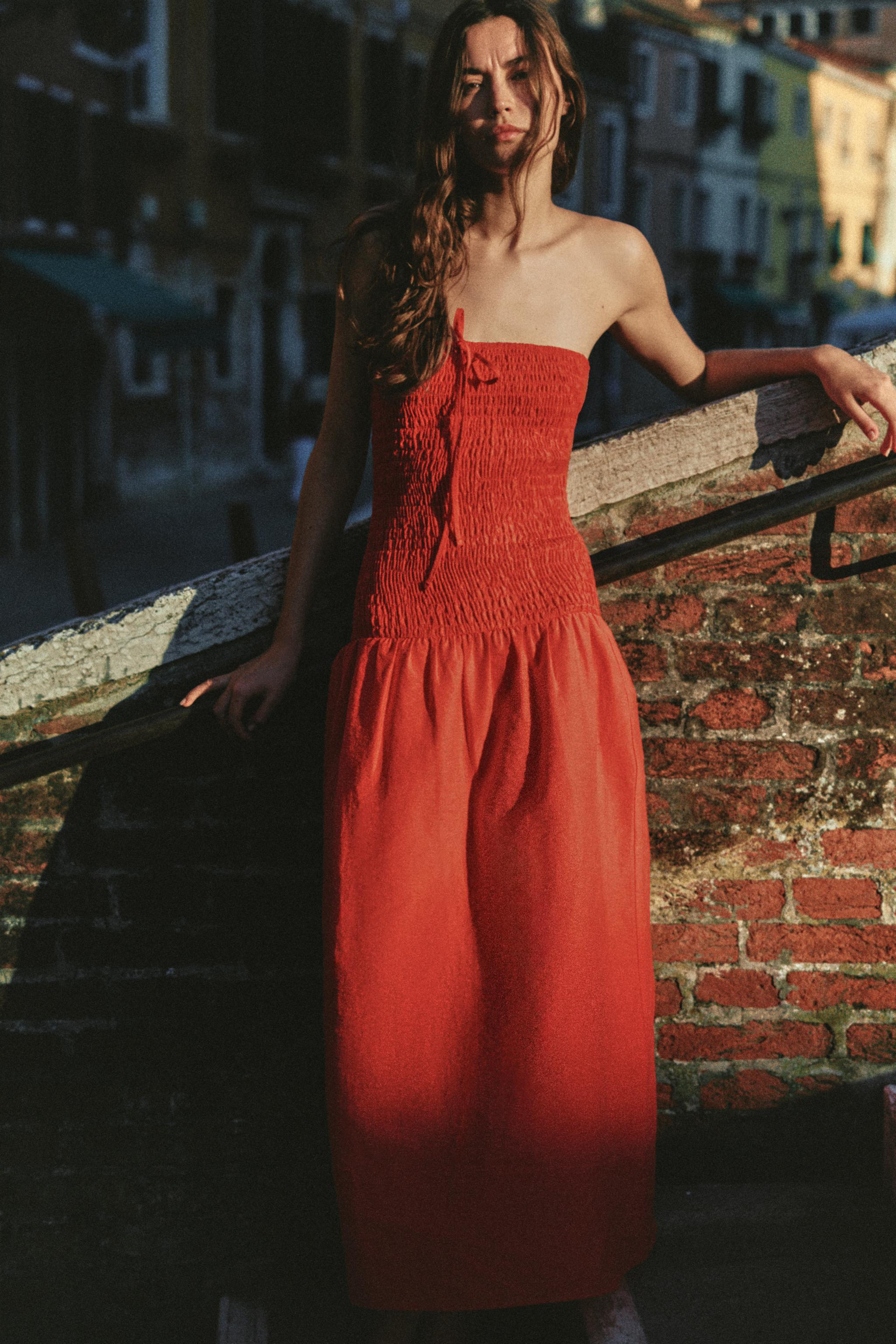 SMOCKED MIDI DRESS | Zara UK
