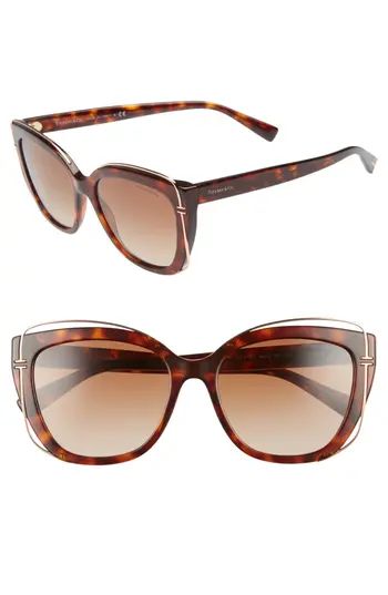 Women's Tiffany & Co. 54Mm Gradient Cat Eye Sunglasses - Havana Gradient | Nordstrom