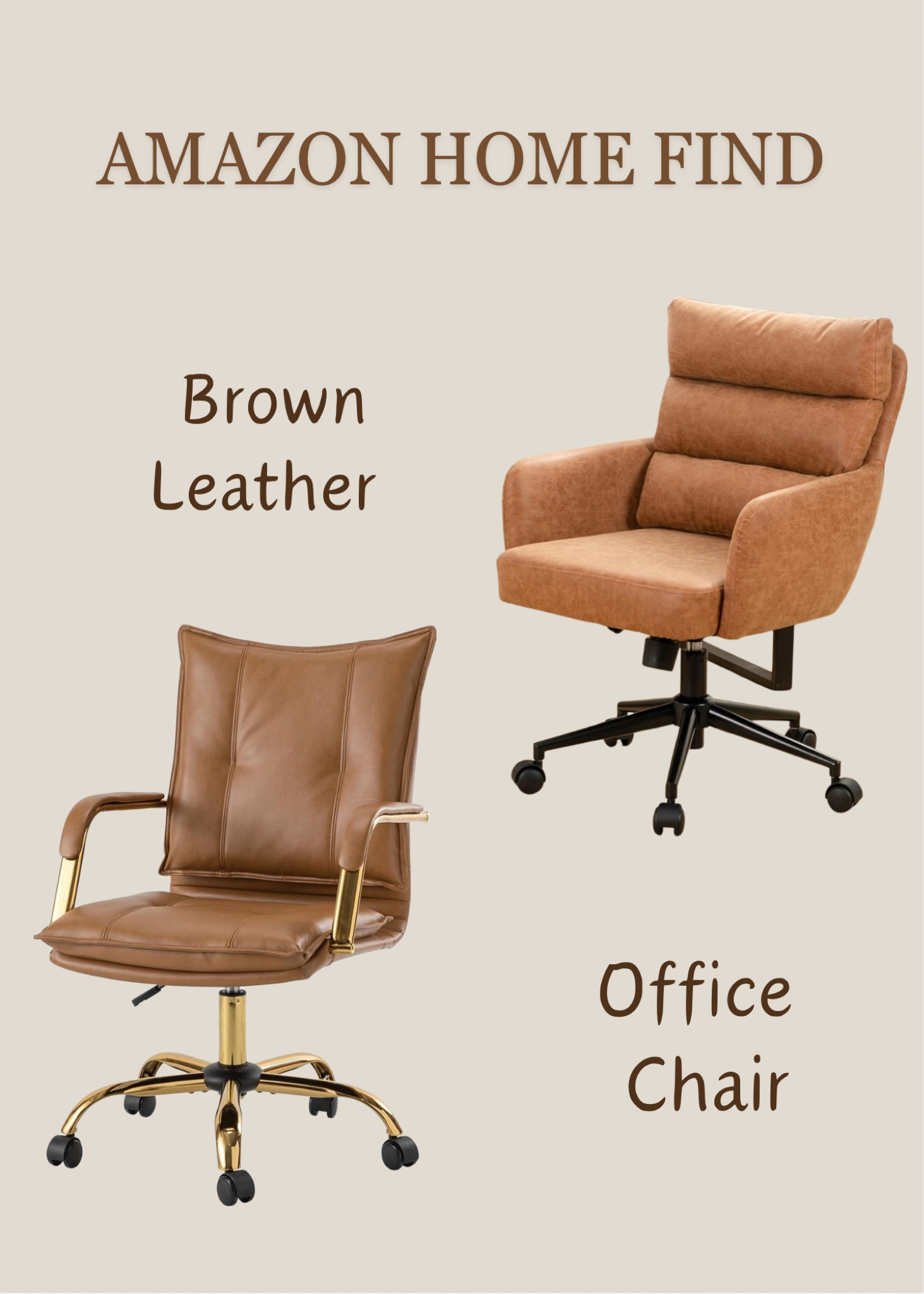 Brown leather office chair. I’ve been eyeing these two, can’t decided which one bc both look so cute!

#LTKhome