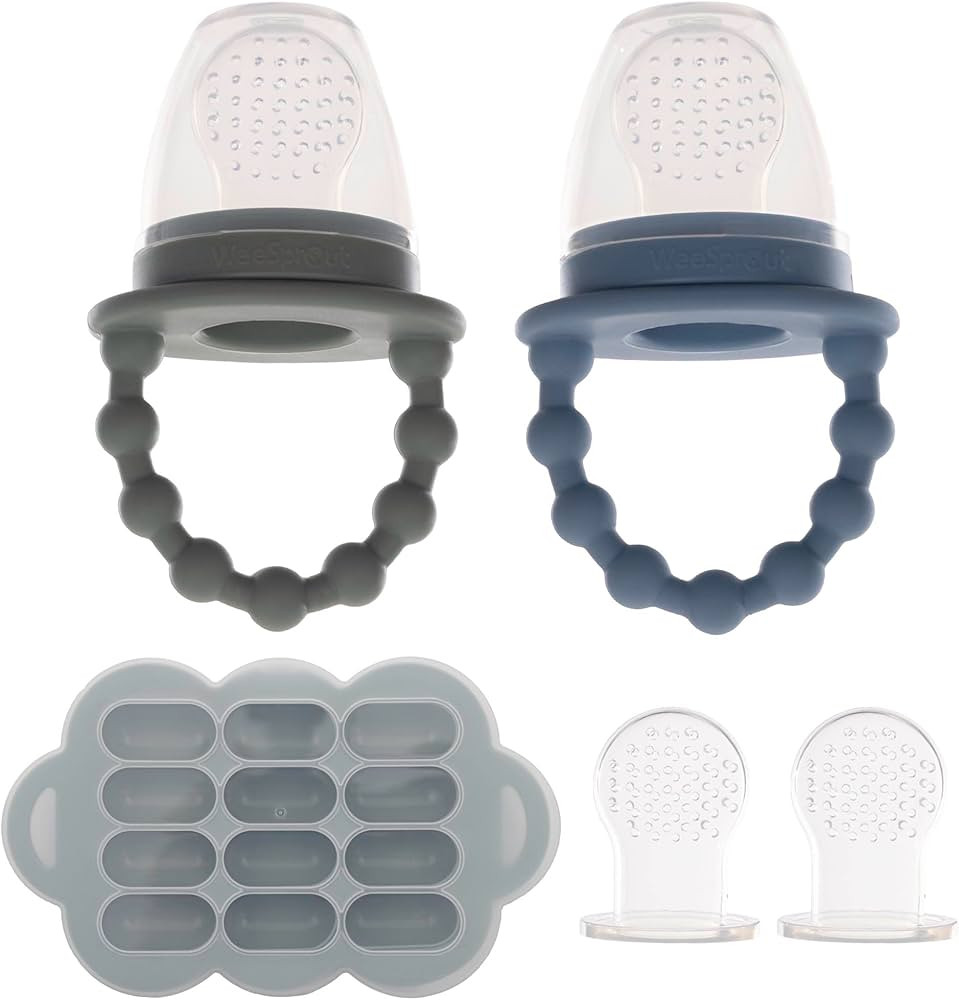 WeeSprout Silicone Baby Food Feeders + Freezer Tray for Batch Prep, Set of 2, Introduce New Foods... | Amazon (US)