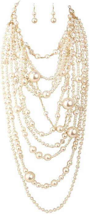 Strand Chain Faux Pearls Choker Necklace | Amazon (US)