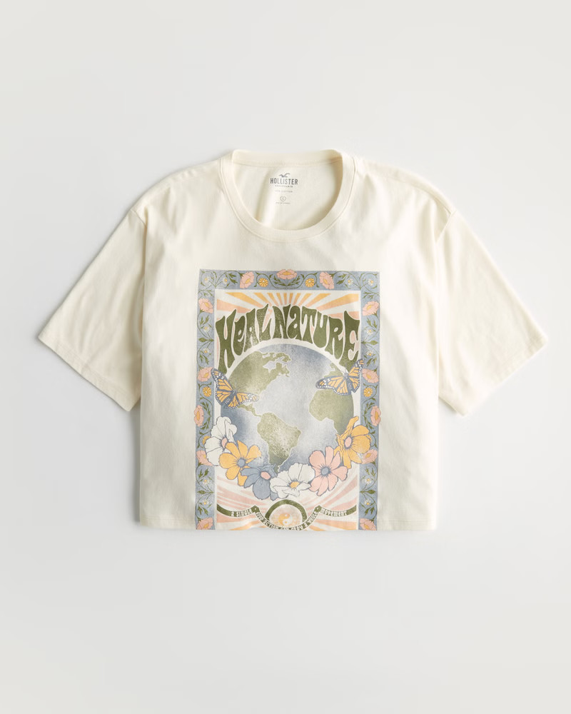 Women's Oversized Print Graphic Drop Sleeve Tee | Women's | HollisterCo.com | Hollister (US)