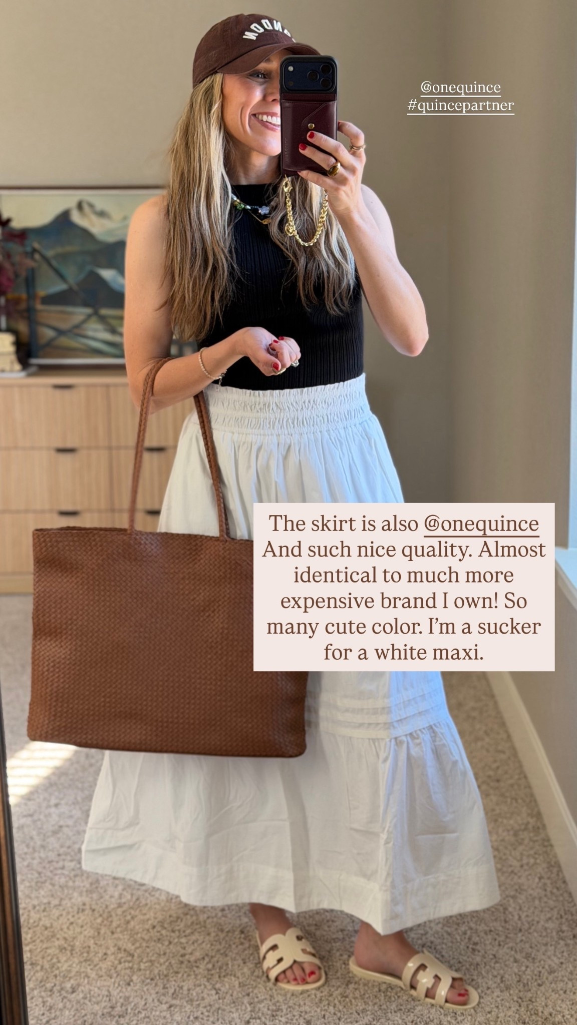 If I could live in this skirt all summer long I would.😆 So good and looks like a much more expensive version I own and love. Lots of color options. 

TTS. @Quince onequince #quincepartner 