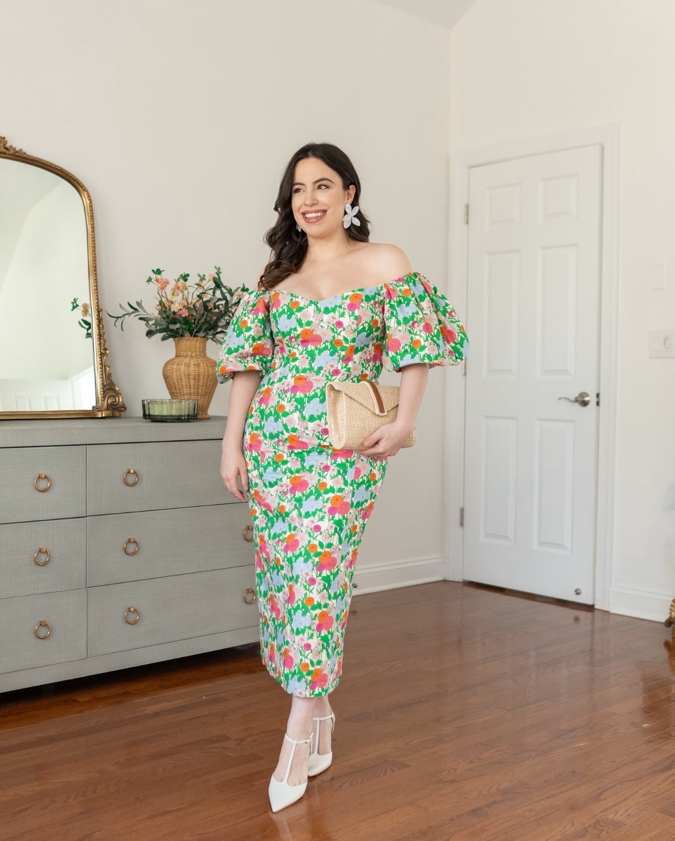 If you’re looking for a standout wedding guest outfit, this is it! Between the bold color and those chic sleeves, the fit is just a dream. I’m wearing a small and linked the matching shoes, clutch, and earrings to save you the styling prep!

formal wear, party dress, wedding guest outfit, cocktail look, cute accessories, floral dress, spring outfit, petite fashion

#LTKSeasonal #LTKootd #LTKU