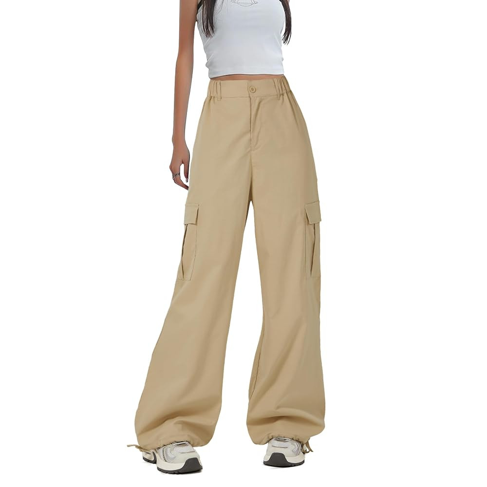 Zando Cargo Pants Women Y2K Baggy Cargo Pants Parachute Pants Trendy Stretchy High Waist Wide Leg... | Amazon (US)