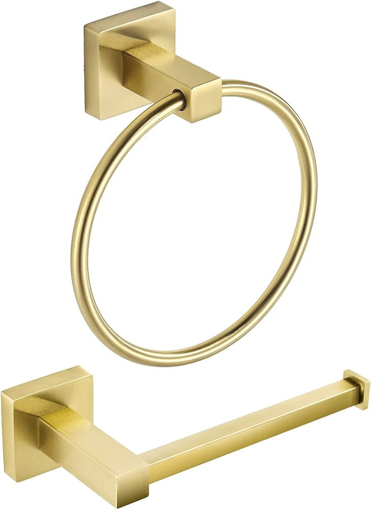 FORBATH Gold Toilet Paper Holder Towel Ring, Brushed Gold Bathroom Hardware, Hand Towel Holder To... | Amazon (US)