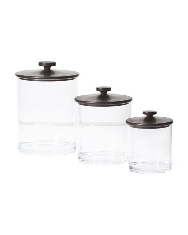 Set Of 3 Glass Bathroom Canisters | Bed & Bath | Marshalls | Marshalls