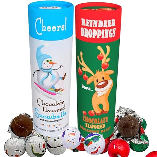 Reindeer Poop and Chocolate Snowballs Gift Set - Funny Christmas Candy Stocking Stuffer Ideas Gag... | Amazon (US)
