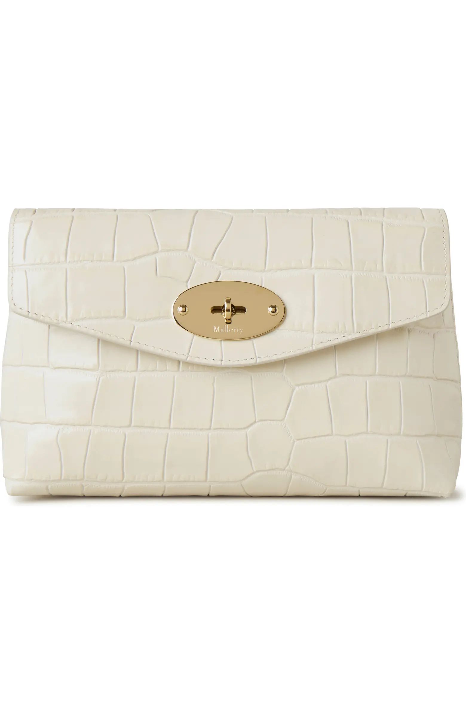 Mulberry Darley Shiny Croc Embossed Leather Cosmetics Pouch | Nordstrom | Nordstrom